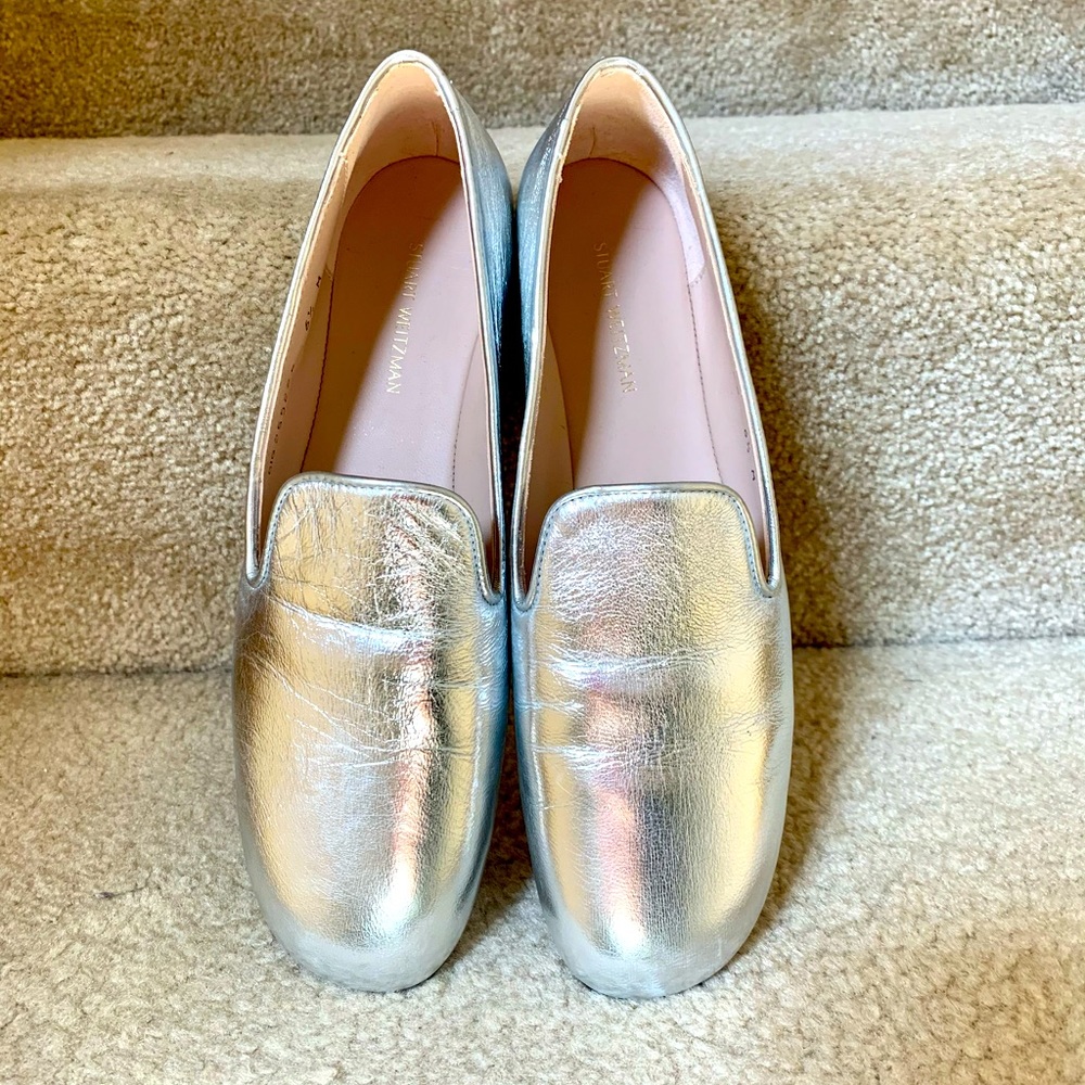 Stuart Weitzman metallic flat smoky loafers